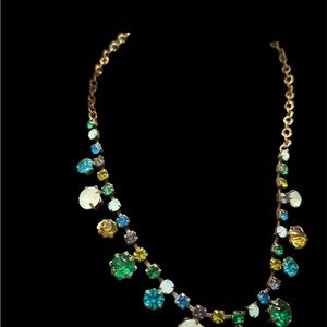 Gold and Green Asymmetrical Necklace with Beads